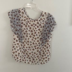Ann Taylor top. Blue/Cream/Brown S petite